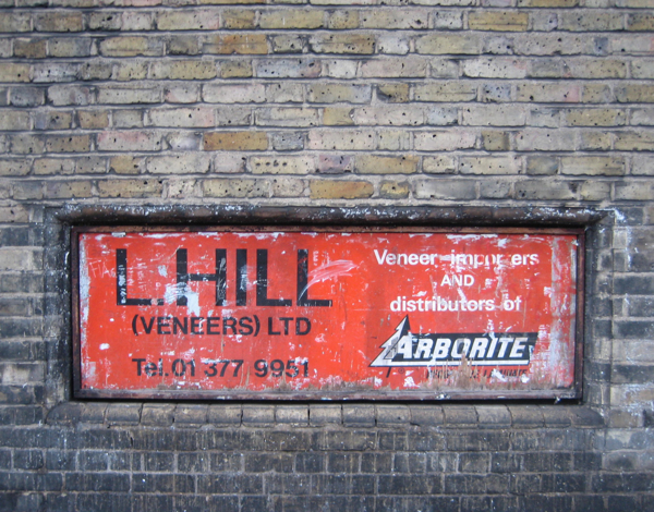 L. Hill Veneers Ltd. Gt. Eastern St, E1. Image credit: www.spitalfieldslife.com